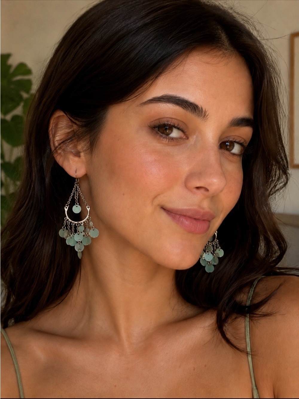 Elegant Silver and Mint Dangle Earrings